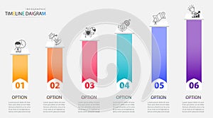 Timeline infographic moderm template with 6 options