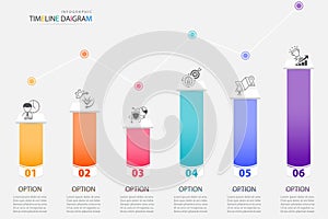 Timeline infographic moderm template with 6 options