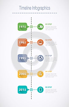 Timeline Infographic with pointers and text in retro style
