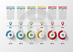 Timeline Infographic with pointers and text. Vector