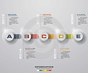 Timeline infographic 5 steps vector design template. Can be used for workflow processes. photo