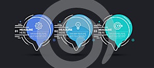 Timeline infographic template with 3 steps.