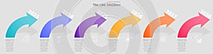 Timeline infographic template with 6 optionsb for display business data