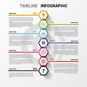 Timeline infographics. Hexagonal design template. Vector photo
