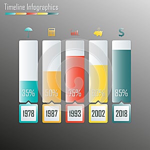 Timeline Infographics. Marketing and sales template. Business infographic design element. Colorful vector illustration