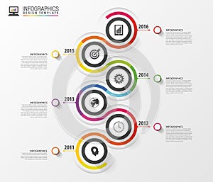 Timeline infographics template. Colorful modern design. Vector illustration