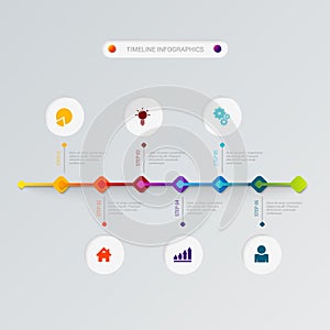 Timeline process icons vector flat infographic template