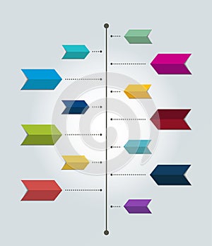 Timeline report template. Color shadow scheme, diagram.