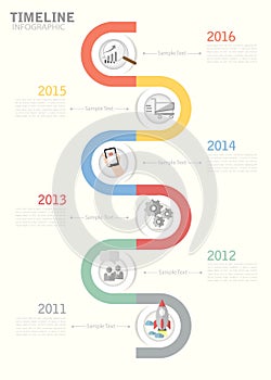 Timeline template for business design, reports, step presentation