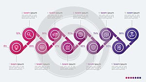 Timeline vector infographic design with ellipses 10 steps