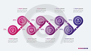Timeline vector infographic design with ellipses 8 steps