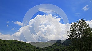 Timelpase of cumulo nimbus clouds in Pyrenees, France