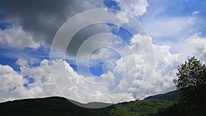 Timelpase of cumulo nimbus clouds in Pyrenees, France