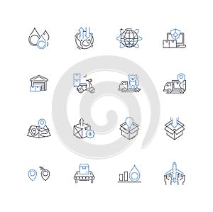 Timely carriage line icons collection. Delivery, Shipping, Logistics, Transportation, Dispatch, Arrival, Schedule vector photo