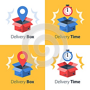 Timely delivery, fast service, order shipment, cargo transportation, receive parcel
