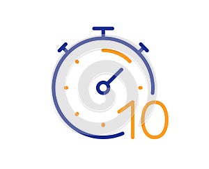 Timer 10 minutes line icon. Stopwatch time sign. Vector