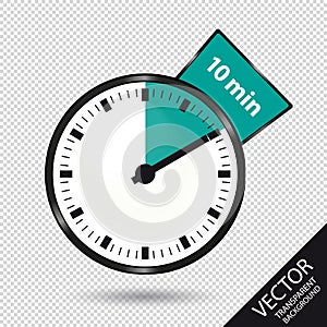 Timer 10 Minutes - Vector Illustration - Isolated On Transparent Background