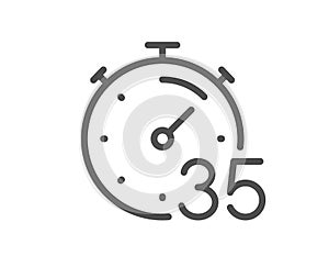 Timer 35 minutes line icon. Stopwatch time sign. Vector