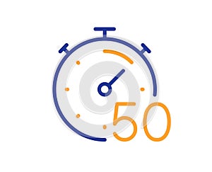 Timer 50 minutes line icon. Stopwatch time sign. Vector