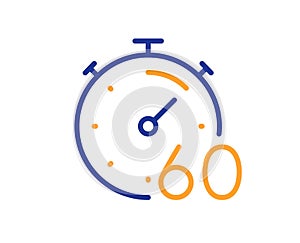 Timer 60 minutes line icon. Stopwatch time sign. Vector