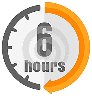 Timer, clock vector color icon illustration  6 hours