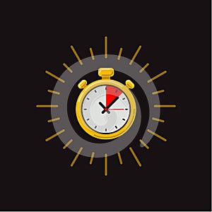 Timer icon on dark background. Fast time. Fast delivery, express and urgent shipping, services, stop watch speed concept