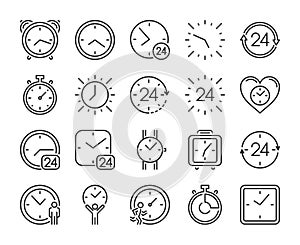 Timer icon. Time Management line icons set. Editable stroke. Pixel Perfect.