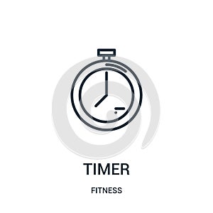 timer icon vector from fitness collection. Thin line timer outline icon vector illustration. Linear symbol for use on web and photo