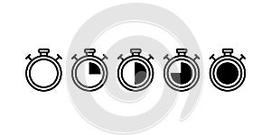 Timer icons on a white background. Countdown in the form of a timer on a white background in a flat style. flat timer design. time