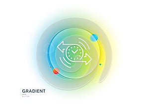 Timer line icon. Time or clock sign. Gradient blur button. Vector