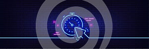 Timer line icon. Time or clock sign. Neon light glow effect. Vector