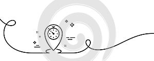 Timer line icon. Time sign. Location pointer symbol. Continuous line with curl. Vector