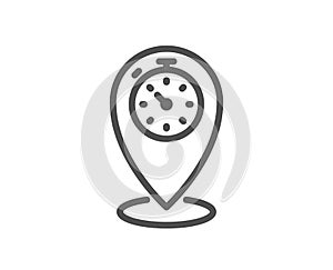 Timer line icon. Time sign. Location pointer symbol. Vector