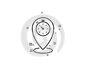 Timer line icon. Time sign. Location pointer symbol. Vector