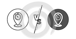 Timer line icon. Time sign. Location pointer symbol. Vector