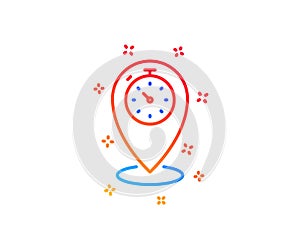 Timer line icon. Time sign. Location pointer symbol. Vector