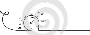 Timer 1 minute line icon. Stopwatch time sign. Continuous line with curl. Vector