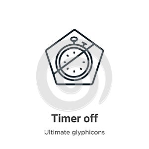 Timer off outline vector icon. Thin line black timer off icon, flat vector simple element illustration from editable ultimate