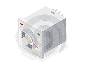 Timer relay plc equipment isometric vector