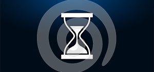 Timer sand hourglass icon crystal blue banner background