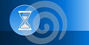 Timer sand hourglass icon glassy modern blue button abstract background