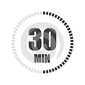 Timer sign 30 min. Vector