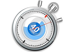 Timer on stopwatch with 40 minutes isolated