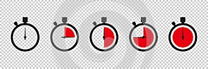 Timers icon on transparent background. Isolated vector elements. Stopwatch symbol. Vector countdown circle clock counter timer. photo