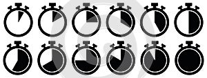 Timers icon on transparent background. Isolated vector elements. Stopwatch symbol