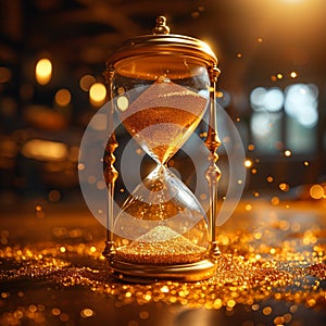 Times golden embrace an hourglass captures the essence of moments