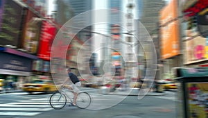 Times Square Bicycle Blur New York USA photo