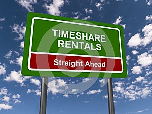 Timeshare rentals traffic sign photo