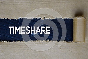 Timeshare Text written in torn paper