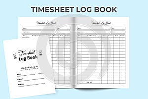 Timesheet notebook template KDP interior. Office schedule organizer template interior. Time management log book KDP interior.